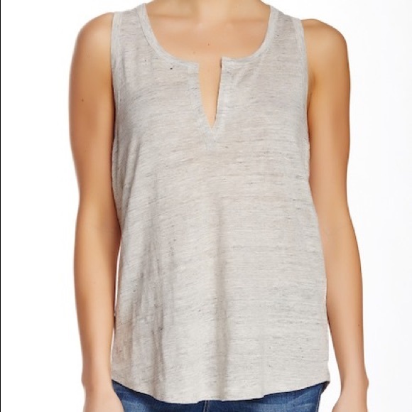 Vince Split Neck Linen Tank